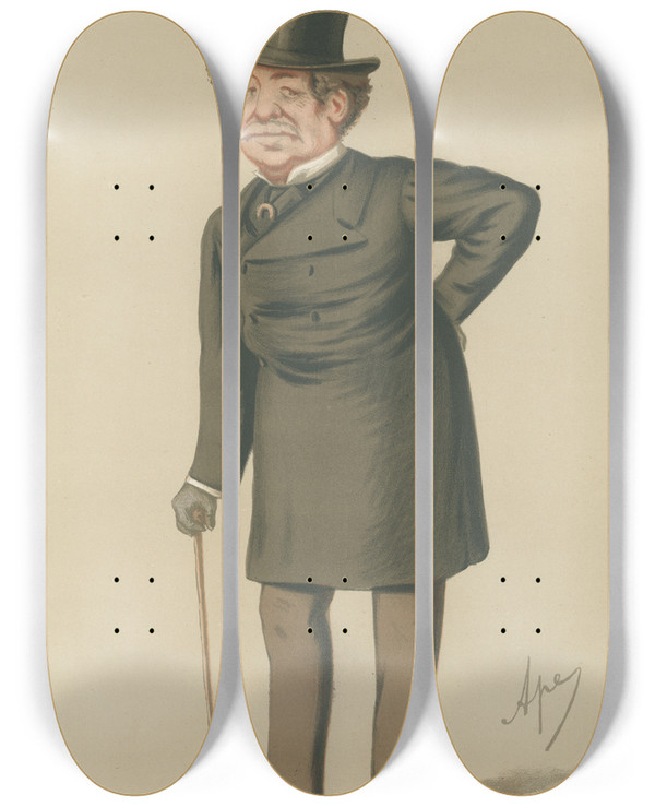 Triptych art skateboard deck of Carlo Pellegrini Newspapermen Our War Correspondence Mr William Howard Russell January 16 1875 by Carlo Pellegrini (1839-1889)