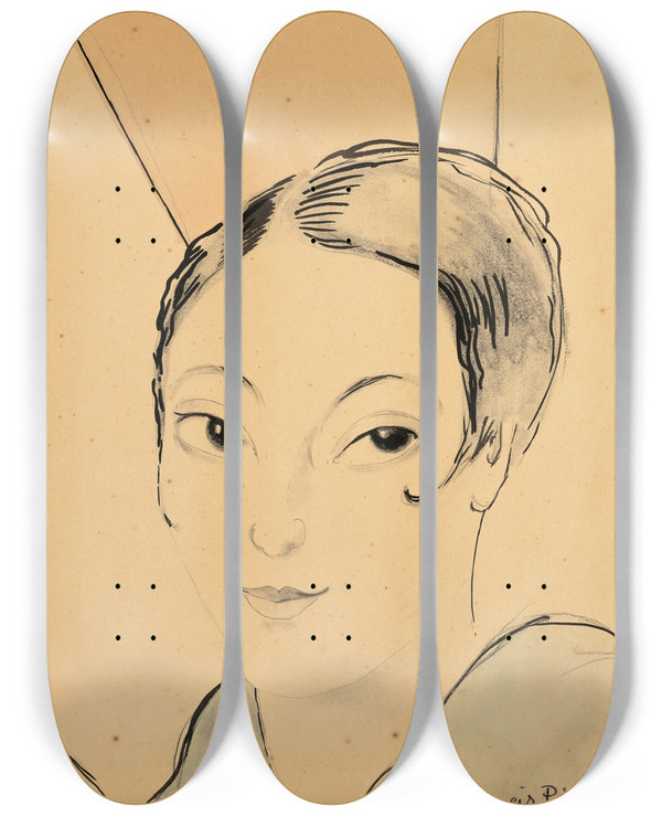 Triptych art skateboard deck of Francis Picabia Sans Titre Espagnole_1 by Francis Picabia (1879-1953)