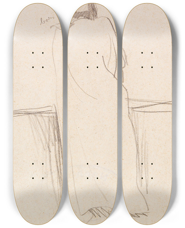 Triptych art skateboard deck of August Macke Trke 2 by August Macke (1887-1914)