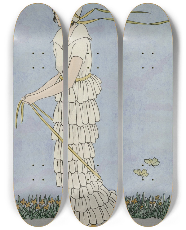 Triptych art skateboard deck of Monogrammist Mfn Robe De Nansouk_1 by Monogrammist Mfn
