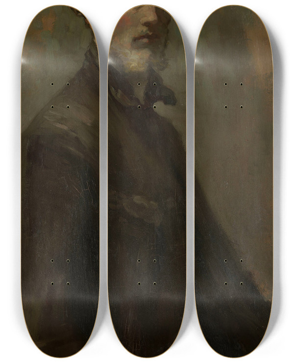 Triptych art skateboard deck of Rik Wouters Self Portrait by Rik Wouters (1882-1916)