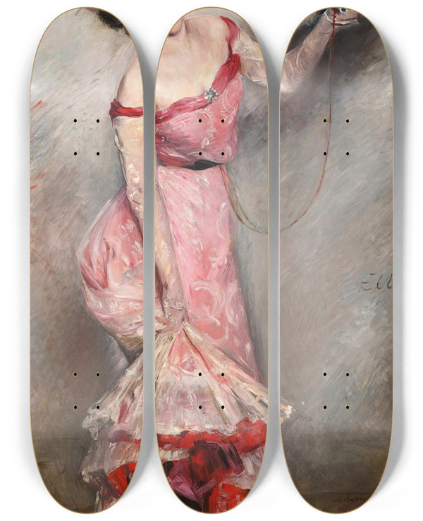 Triptych art skateboard deck of Lovis Corinth Portrait Ofell by Lovis Corinth (1858-1925)