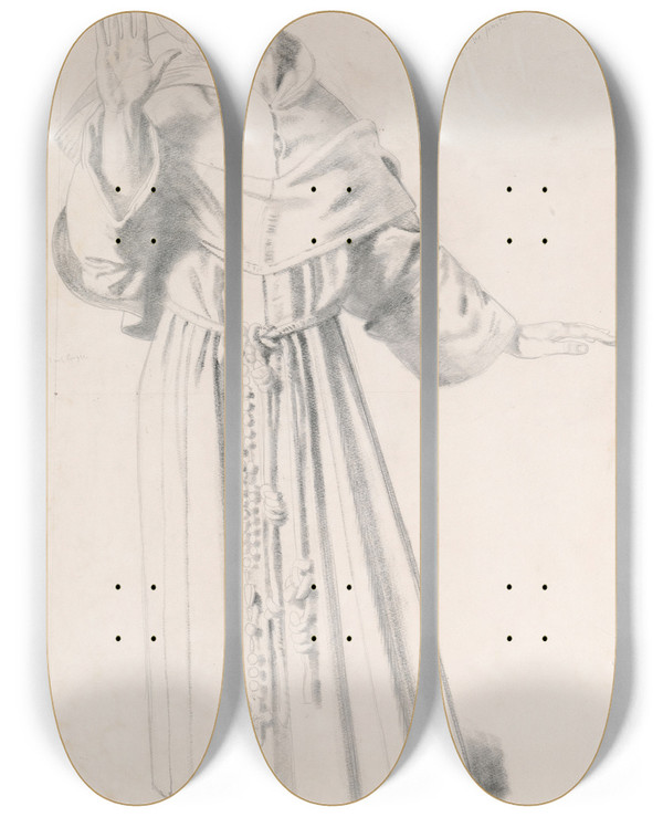 Triptych art skateboard deck of William Orpen The Priest Study For The Holy Well by William Orpen (1878-1931)
