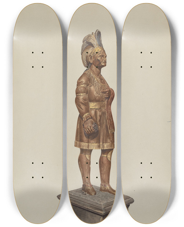 Triptych art skateboard deck of Henry Murphy Cigar Store Indian_3 by Henry Murphy