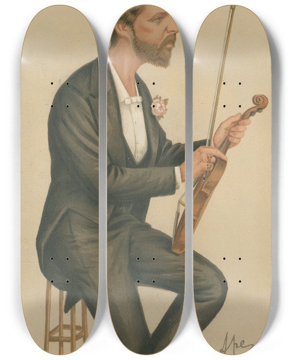 Triptych art skateboard deck of Carlo Pellegrini Musicians First Violin Hrh Duke Of Edinburgh January 10 1874 by Carlo Pellegrini (1839-1889)