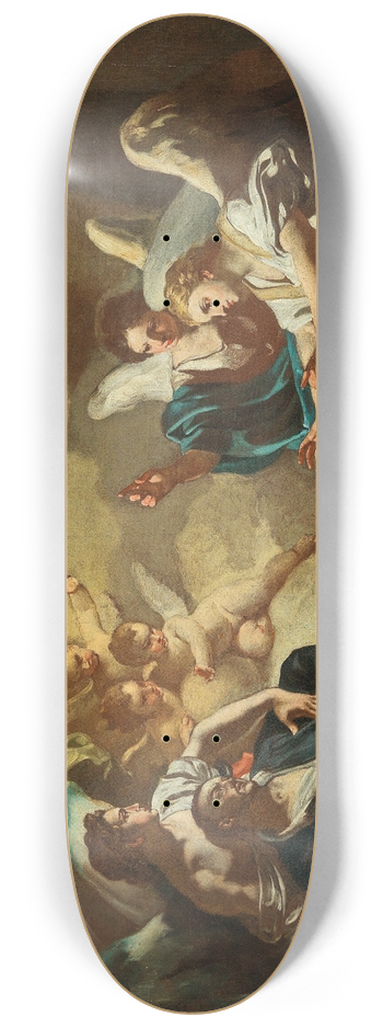 Francesco Solimena - Saint Philip Neri receiving the Holy Spirit in the Catacombs of Saint Sebastian 8.25 inch art skate deck