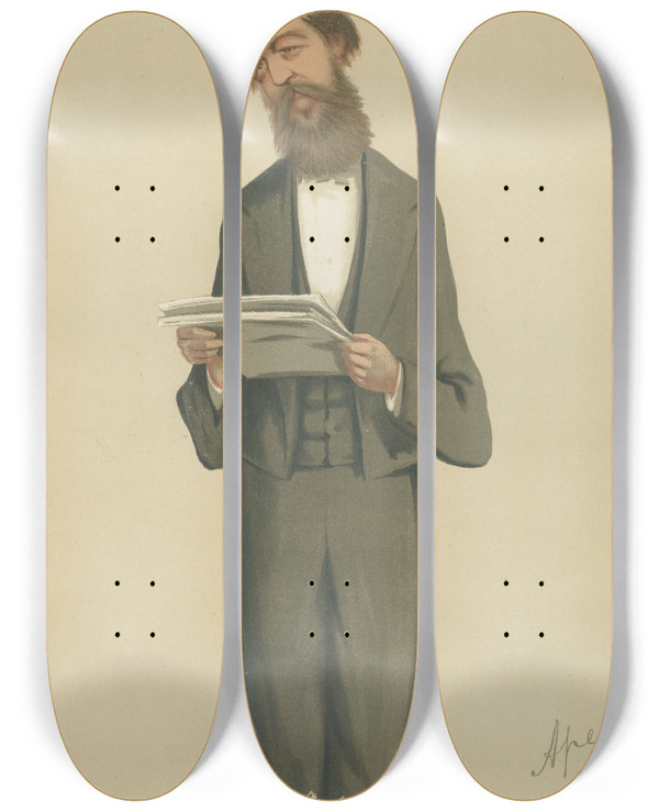 Triptych art skateboard deck of Carlo Pellegrini Politicians Order Order Mr Henry Cecil Raikes 17 April 1875 by Carlo Pellegrini (1839-1889)