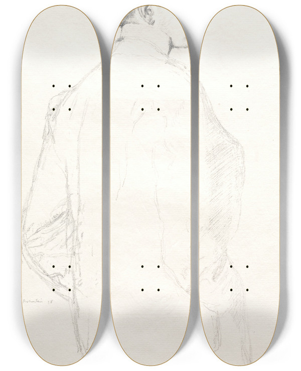 Triptych art skateboard deck of William Rothenstein Max Beerbohm by William Rothenstein (1872-1945)