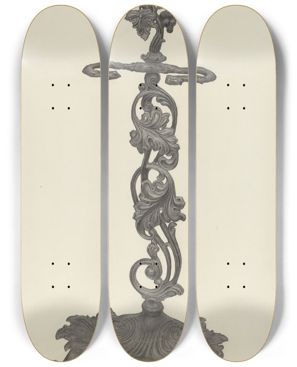 Triptych art skateboard deck of Milton Grubstein Umbrella Stand_2 by Milton Grubstein