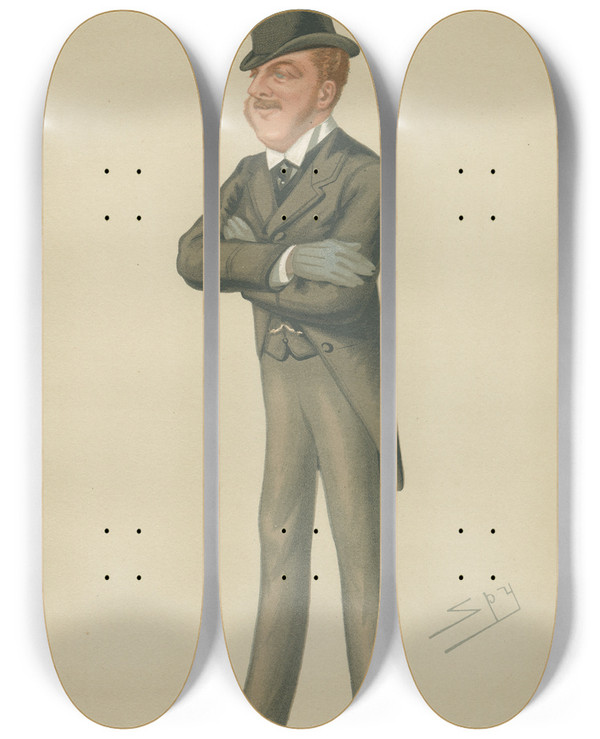 Triptych art skateboard deck of Leslie Matthew Ward Politicians An Elder Son Viscount Macduff 16 December 1876 by Leslie Matthew Ward (1851-1922)
