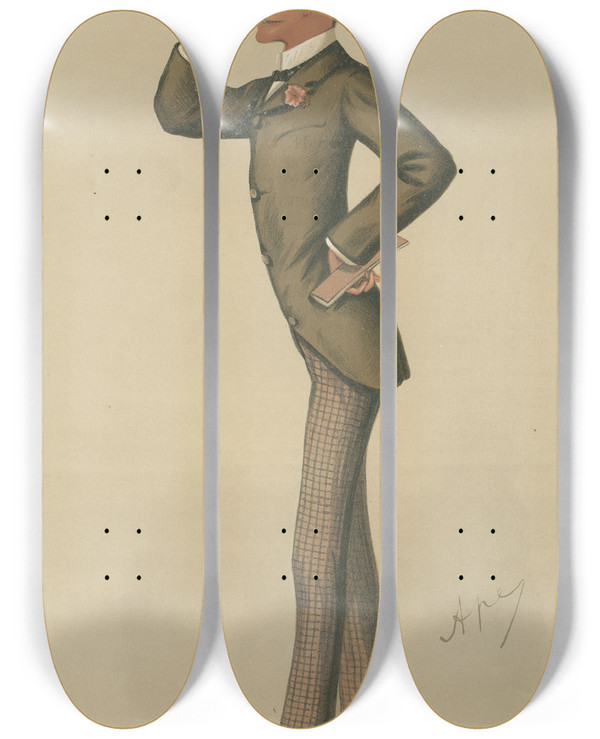 Triptych art skateboard deck of Carlo Pellegrini Politicians Croydon The Hon Sidney Herbert 11 December 1886 by Carlo Pellegrini (1839-1889)