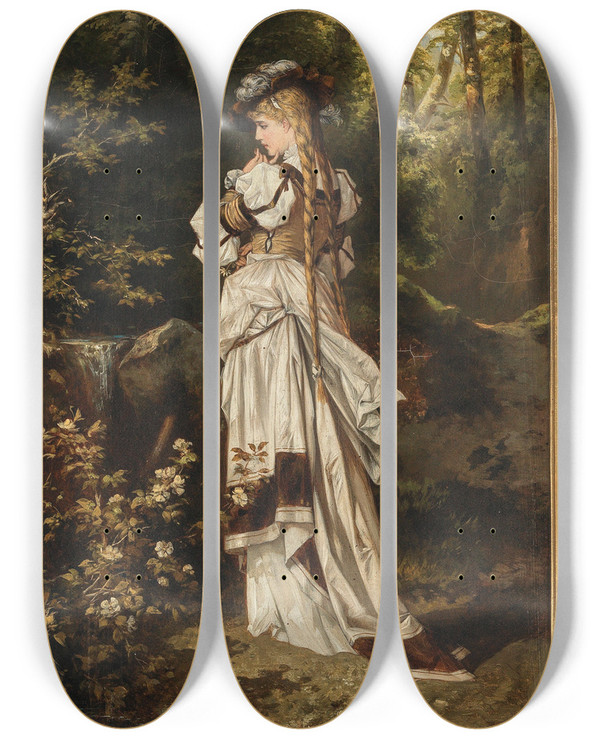 Triptych art skateboard deck of Carl Schweninger Jr The Forest Spring by Carl Schweninger Jr (1854-1903)