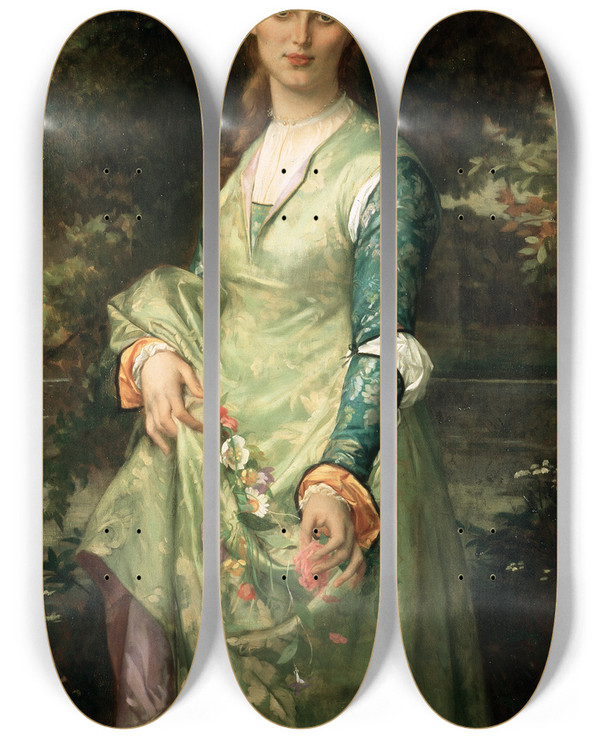 Triptych art skateboard deck of Alexandre Cabanel Christina Nilsson by Alexandre Cabanel (1823-1889)