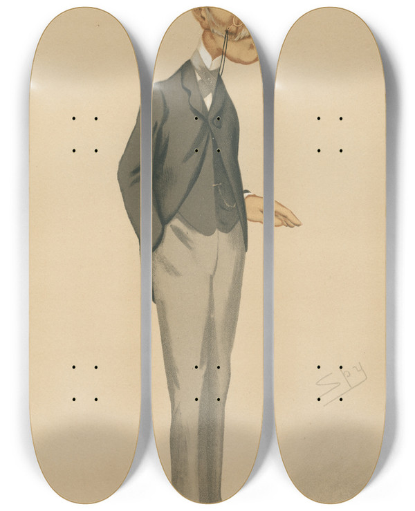 Triptych art skateboard deck of Leslie Matthew Ward Politicians Southwark Mr Marcus Beresford May 13 1876 by Leslie Matthew Ward (1851-1922)