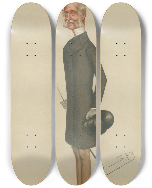 Triptych art skateboard deck of Leslie Matthew Ward Politicians The Lord Chamberlain The Marquess Of Hertferd 7 April 1877 by Leslie Matthew Ward (1851-1922)