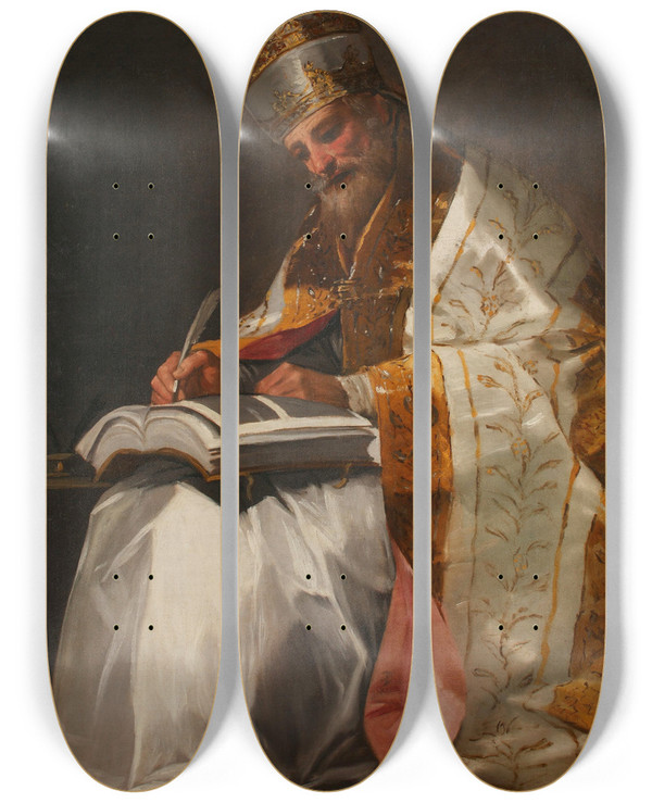 Triptych art skateboard deck of Francisco De Goya Saint Gregory The Great Pope by Francisco de Goya (1746-1828)