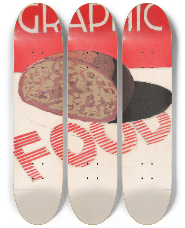 Triptych art skateboard deck of Winold Reiss Graphic Design For Cover Of Survey Graphic Magazine Food_1 by Winold Reiss (1886-1953)