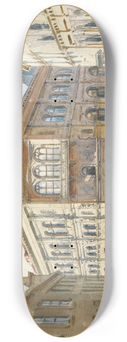 Albert Nikolaevich Benois - View Of The Riga Stock Exchange 8.25 inch art skate deck
