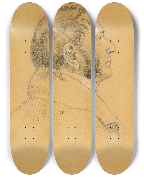 Triptych art skateboard deck of Johann Peter Krafft Kopfstudie Zu Rckkehr Des Kaisers Franz Aus Pressburg_6 by Johann Peter Krafft (1780-1856)