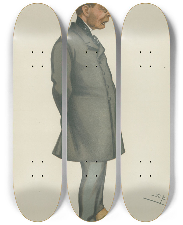 Triptych art skateboard deck of Leslie Matthew Ward Politicians Committee Of Selection The Rt Hon Sir John Robert Mowbray 8 April 1882 by Leslie Matthew Ward (1851-1922)