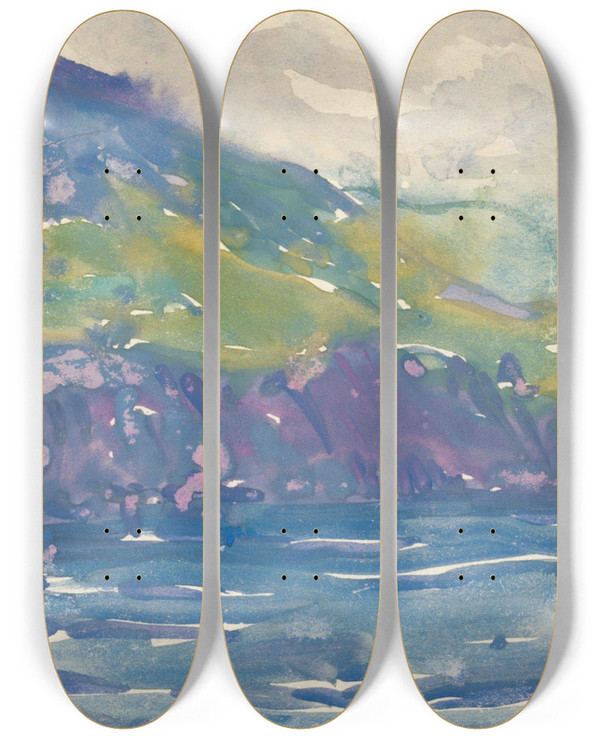 Triptych art skateboard deck of Irene Weir Theazores by Irene Weir (1862-1944)
