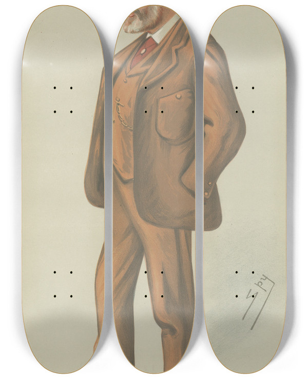 Triptych art skateboard deck of Leslie Matthew Ward Wagerers Gang Forward Mr William Stuart Stirlingcrawford November 22 1879 by Leslie Matthew Ward (1851-1922)