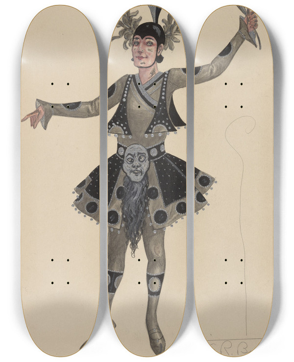 Triptych art skateboard deck of Will R Barnes Dancerprincipalman by Will R Barnes (1939)