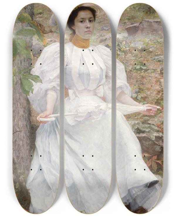 Triptych art skateboard deck of William R Leigh Sophie Hunter Colston by William R Leigh (1866-1955)