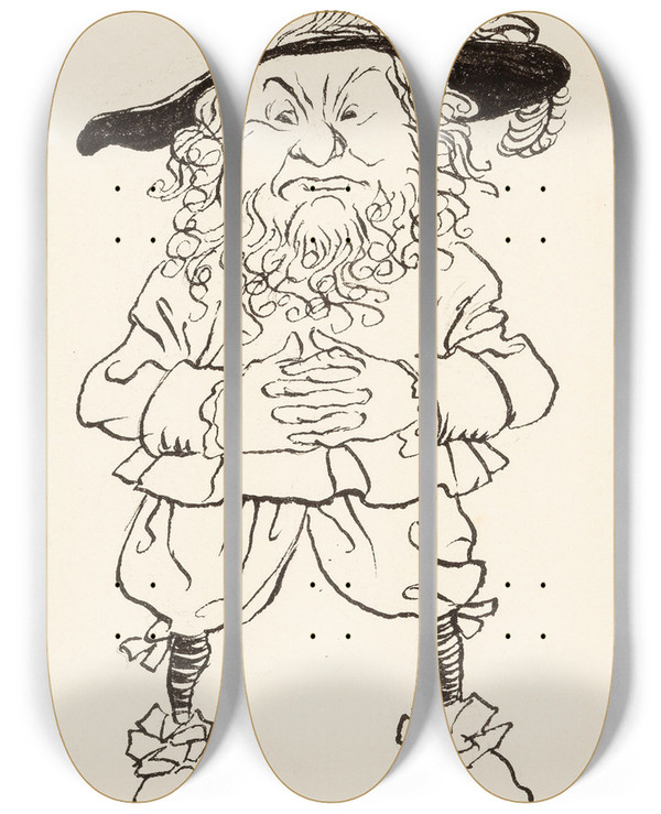 Triptych art skateboard deck of Arthur Rackham Rip Van Winkle by Arthur Rackham (1867-1939)