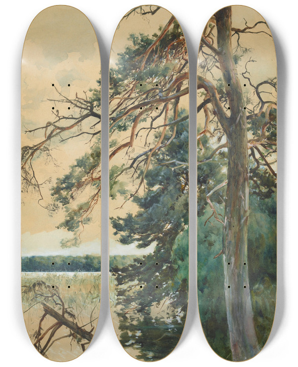 Triptych art skateboard deck of Julian Falat Wite by Julian Falat (1853-1929)