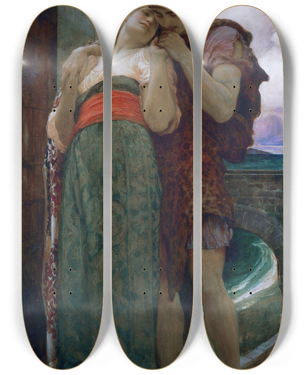 Triptych art skateboard deck of Frederic Leighton Wedded by Frederic Leighton (1830-1896)
