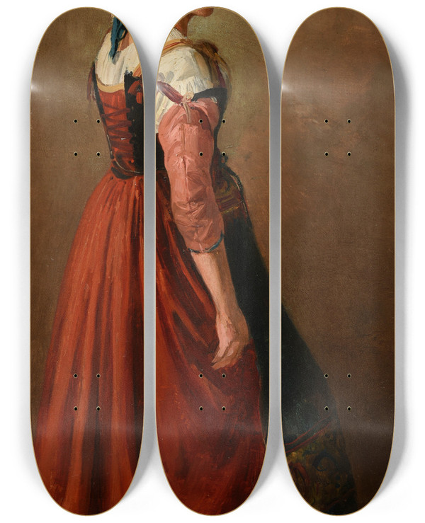 Triptych art skateboard deck of Jacquesraymond Brascassat Jeune Romaine Porteuse Deau by Jacques Raymond Brascassat (1804-1867)