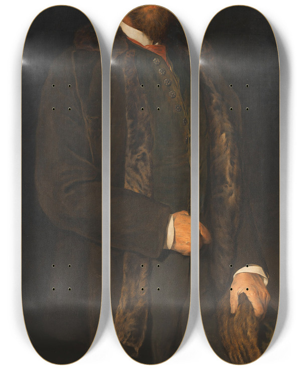 Triptych art skateboard deck of Viktor Stauffer Graf Hans Wilczek by Viktor Stauffer (1852-1934)