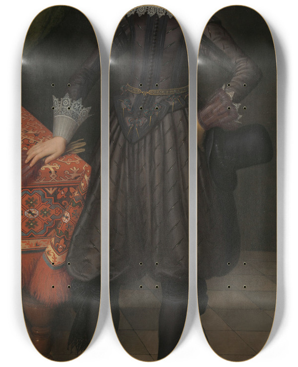 Triptych art skateboard deck of Salomon Mesdach Portrait Of Peter Courten by Salomon Mesdach (1600-1632)