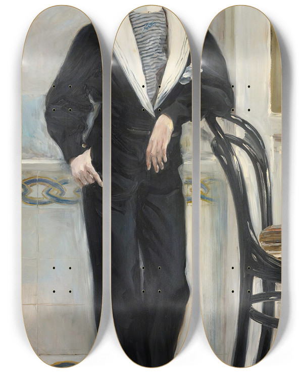Triptych art skateboard deck of Jos Villegas Cordero Portrait Of Manuel Ramos Villegas by Jose Villegas Cordero (1848-1921)