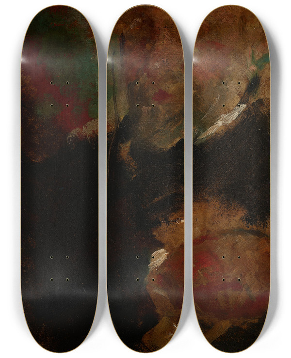 Triptych art skateboard deck of Olga Boznanska Portrait Of Professor Jerzy Mycielski by Olga Boznanska (1865-1940)