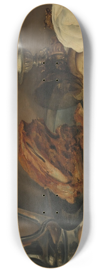 Franchoys Elaut - Still Life With A Pewter Jug, A Ham On A Pewter Plate, Lemons, Bread, A Gilt Mounted Roemer And Other Objects On Table Covered In A White Cloth 8.25 inch art skate deck