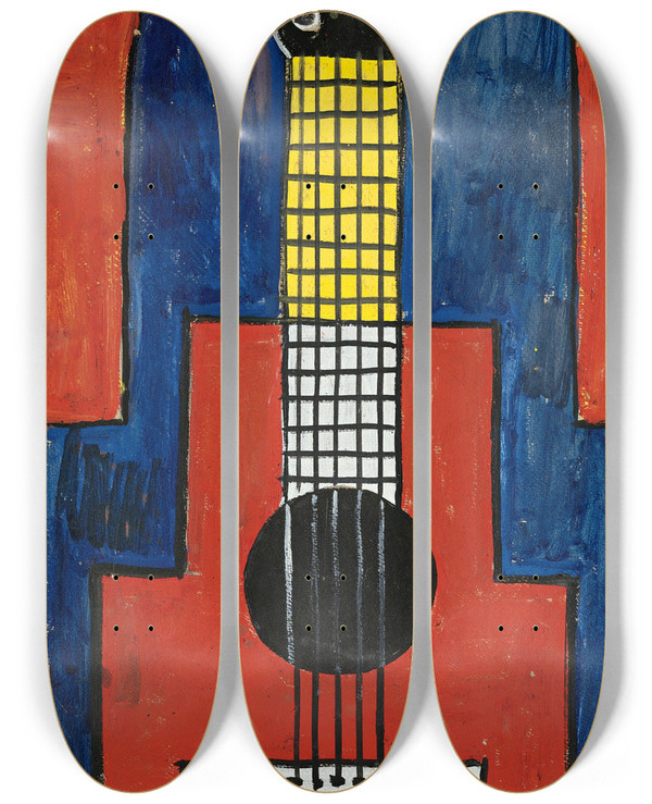 Triptych art skateboard deck of Joaqun Torresgarca La Guitarra by Joaqun Torres-Garca (1874-1949)