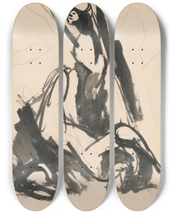 Triptych art skateboard deck of Jn Novk Scream by Jan Novak (1921-1944)