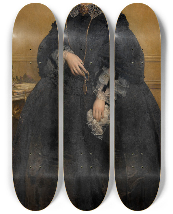 Triptych art skateboard deck of Joseph Lies Madame Henri Leysvan Haren by Joseph Lies (1821-1865)