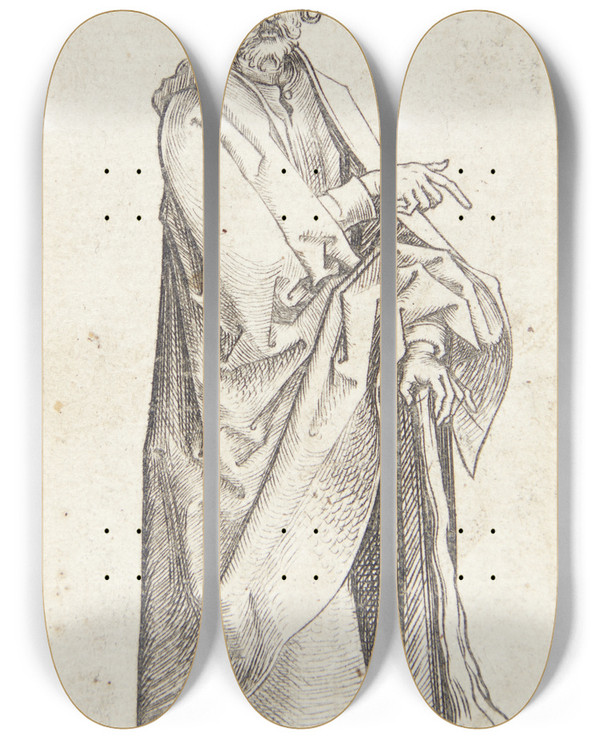 Triptych art skateboard deck of Martin Schongauer Apostlen Taddus by Martin Schongauer (1435-1491)
