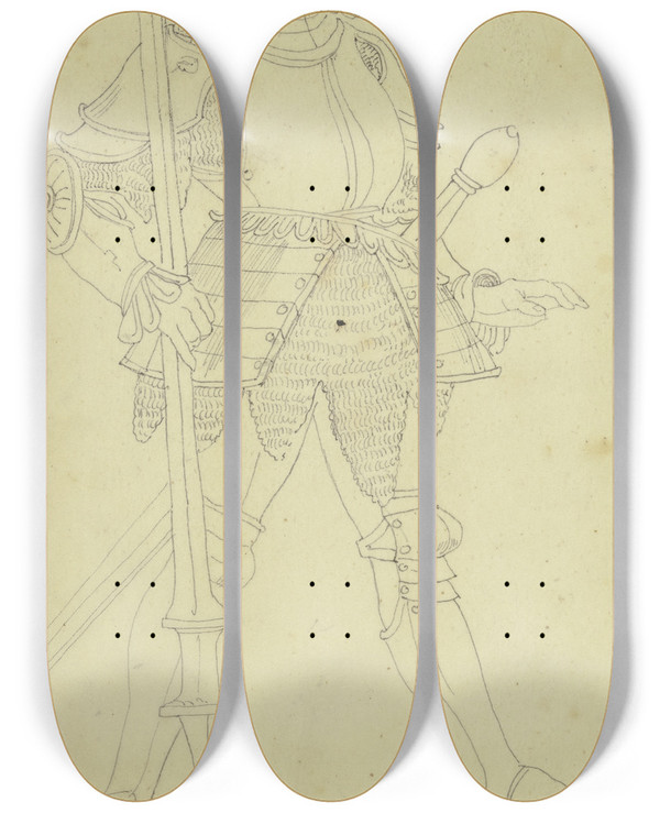 Triptych art skateboard deck of Philipp Winterwerb Friedrich Truchse by Philipp Winterwerb (1837-1873)