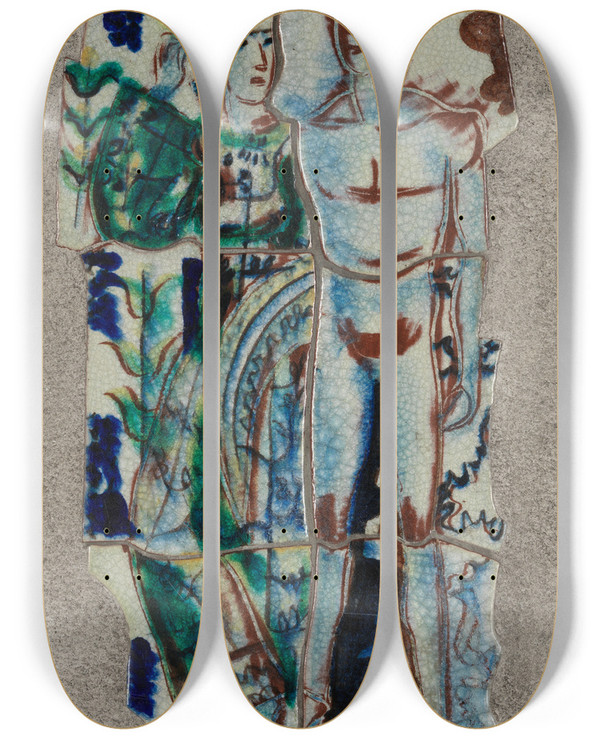 Triptych art skateboard deck of August Babberger Paar by August Babberger (1885-1936)
