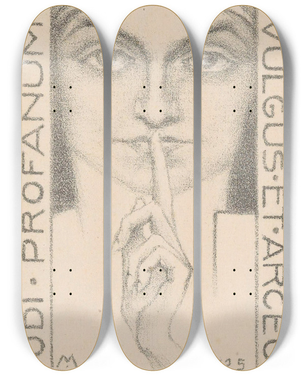 Triptych art skateboard deck of Simon Moulijn Ex Libris Van Hannshinsberg by Simon Moulijn (1866-1948)