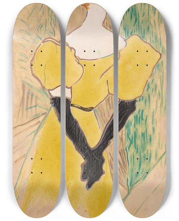 Triptych art skateboard deck of Henri De Toulouselautrec Yvette Guilbert_2 by Henri de Toulouse-Lautrec (1864-1901)