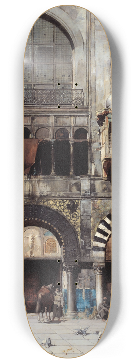 Alberto Pasini - Circassian Cavalry Awaiting their Commanding Officer at the Door of a Byzantine Monument 8.25 inch art skate deck