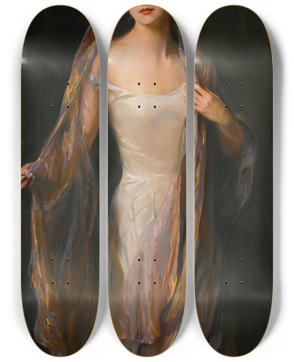 Triptych art skateboard deck of Philip Alexius De Lszl Portrait Of Edithhope Iselin by Philip Alexius de Lszl (1869-1937)