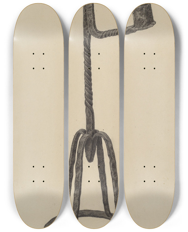 Triptych art skateboard deck of Jack Staloff Rush And Candle Holder by Jack Staloff