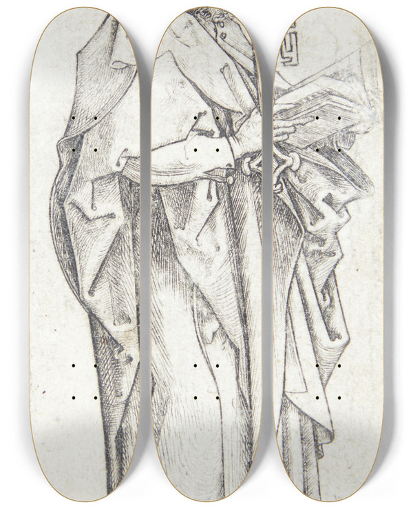 Triptych art skateboard deck of Martin Schongauer Apostlen Peter by Martin Schongauer (1435-1491)