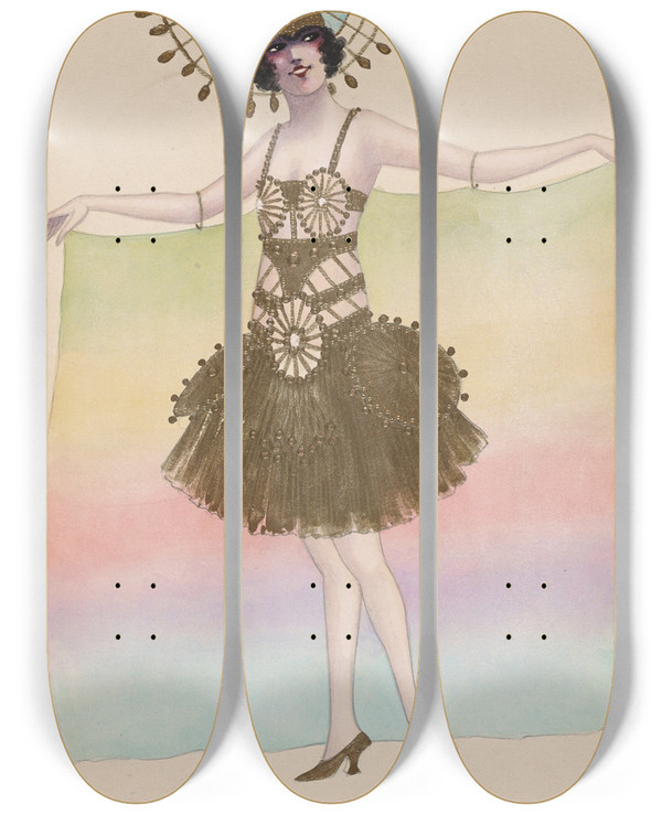 Triptych art skateboard deck of Will R Barnes No 3 Rainbow by Will R Barnes (1939)